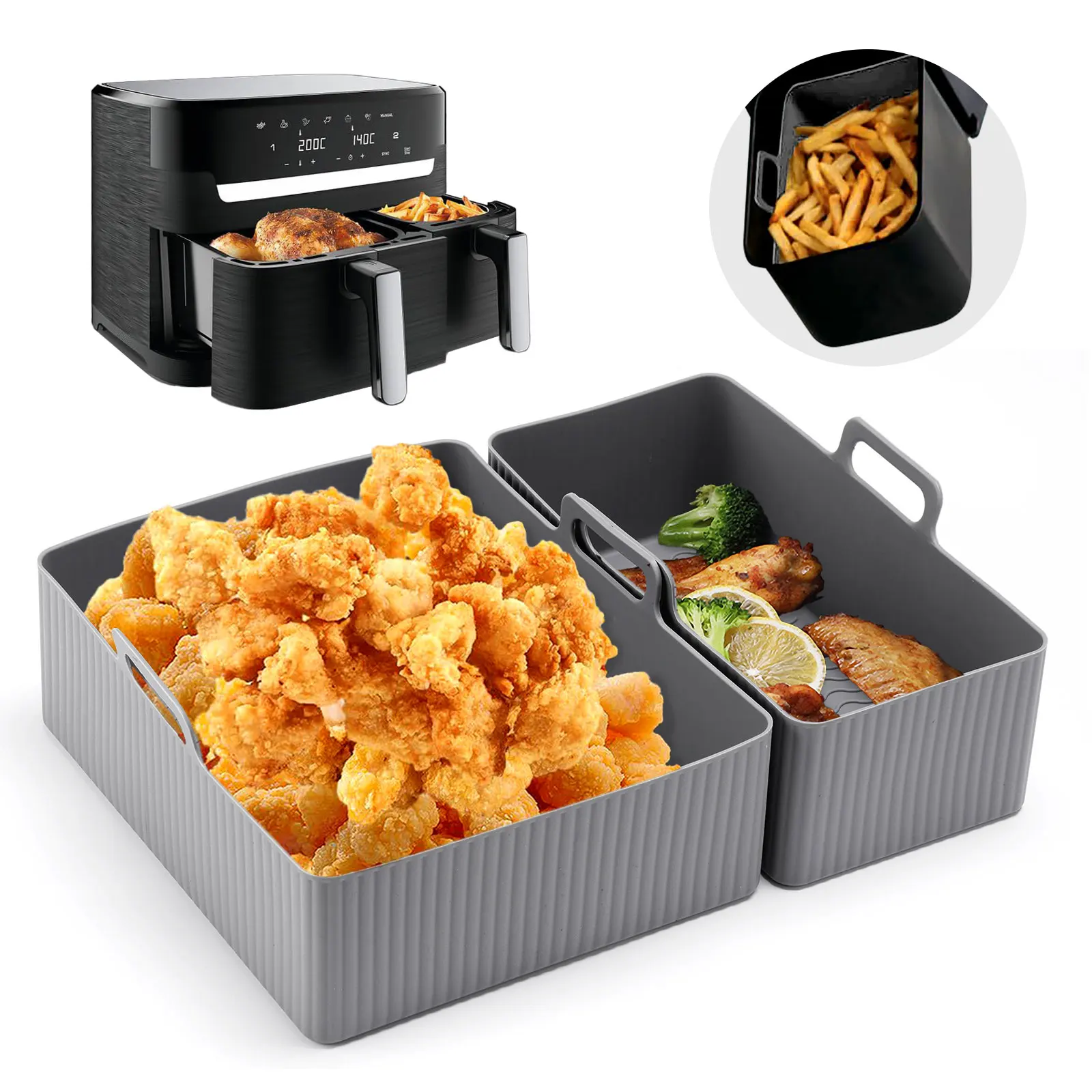 Air Fryer Silicone Pot Liner - 2pcs Set Alas Silikon untuk Air